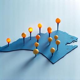 Map of Charlotte with pins, symbolizing local meetups and wellness event coordination