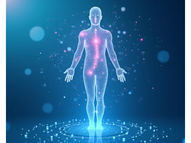 Abstract depiction of personalized data flowing into an optimal wellness plan, tailored to an individual over 35.