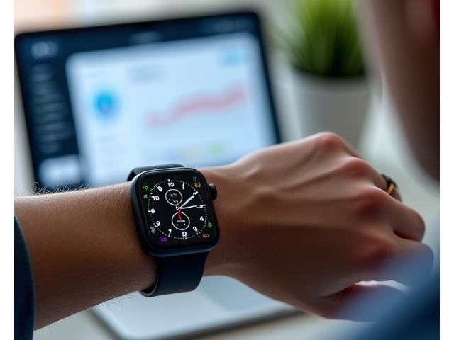 A smartwatch displaying complex health data (heart rate, sleep, activity) seamlessly integrating with a digital wellness dashboard on a tablet.