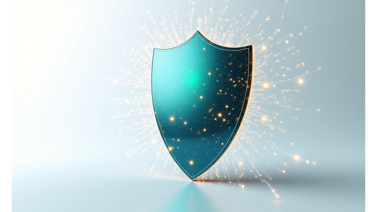 Abstract depiction of a digital shield protecting data, symbolizing Cocoon Life's commitment to user privacy and data security.