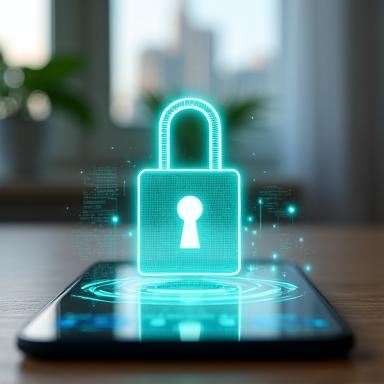 Secure payment icon, symbolizing protected transactions and financial privacy on a digital device.